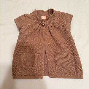 Bloomb Girl Sleeveless Sweater size 6 Cotton Knit floral Button cropped cardigan